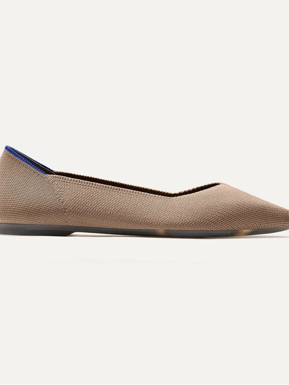 Rothy's Pointed Toe Flats in Taupe with Blue Accent 7.5 - Picture 3 of 9